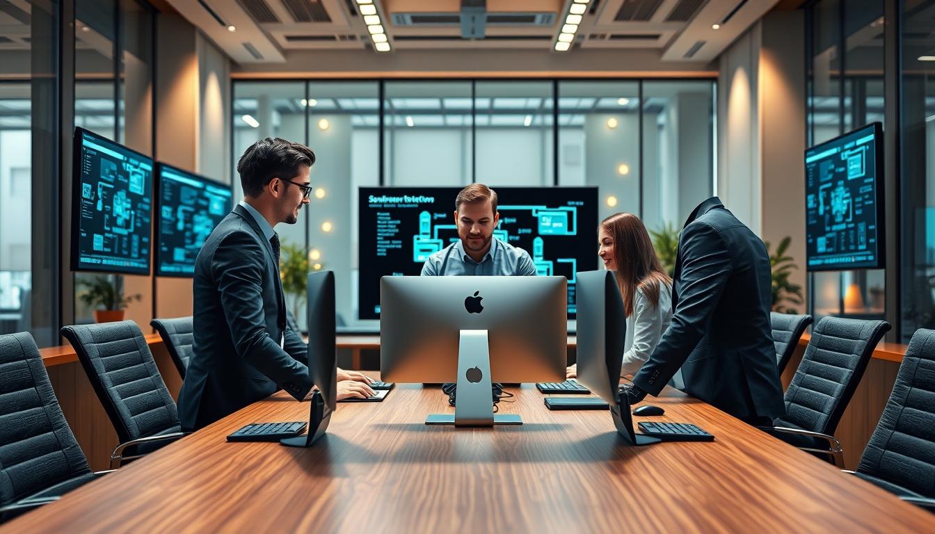 Business software development team collaboration